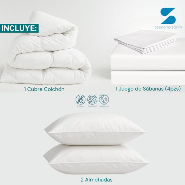 3 COMBO 3X2: Protector de Colchón, Juego de Sábanas + Almohadas