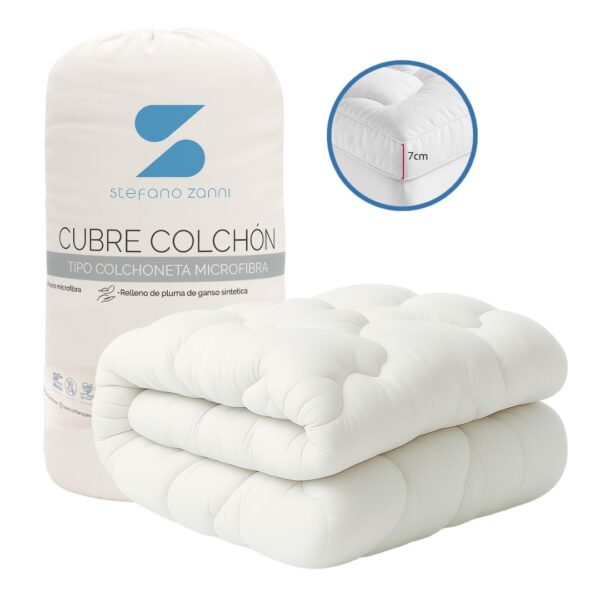 1 Cubre Colchón Tipo Colchoneta de Microfibra con Extra Relleno 7cm