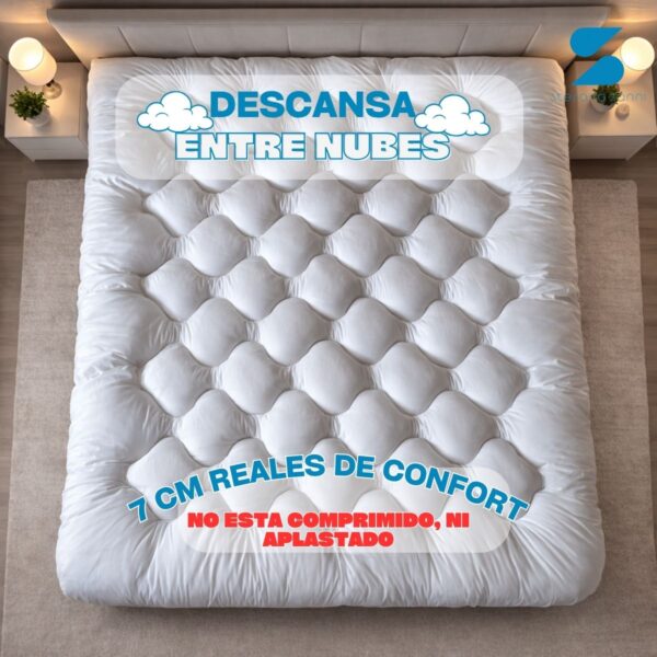 Cubre Colchón Extra Confort 7 cm Reales + Almohadas De Regalo