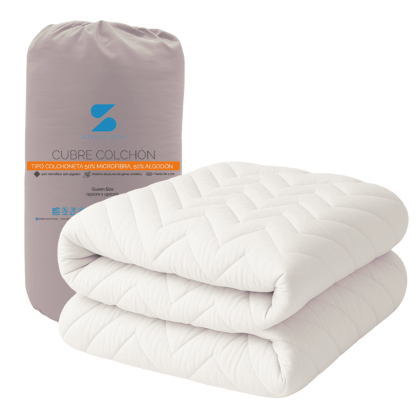 4 Cubre Colchón Suave 3cm 50% Algodón 50% Microfibra
